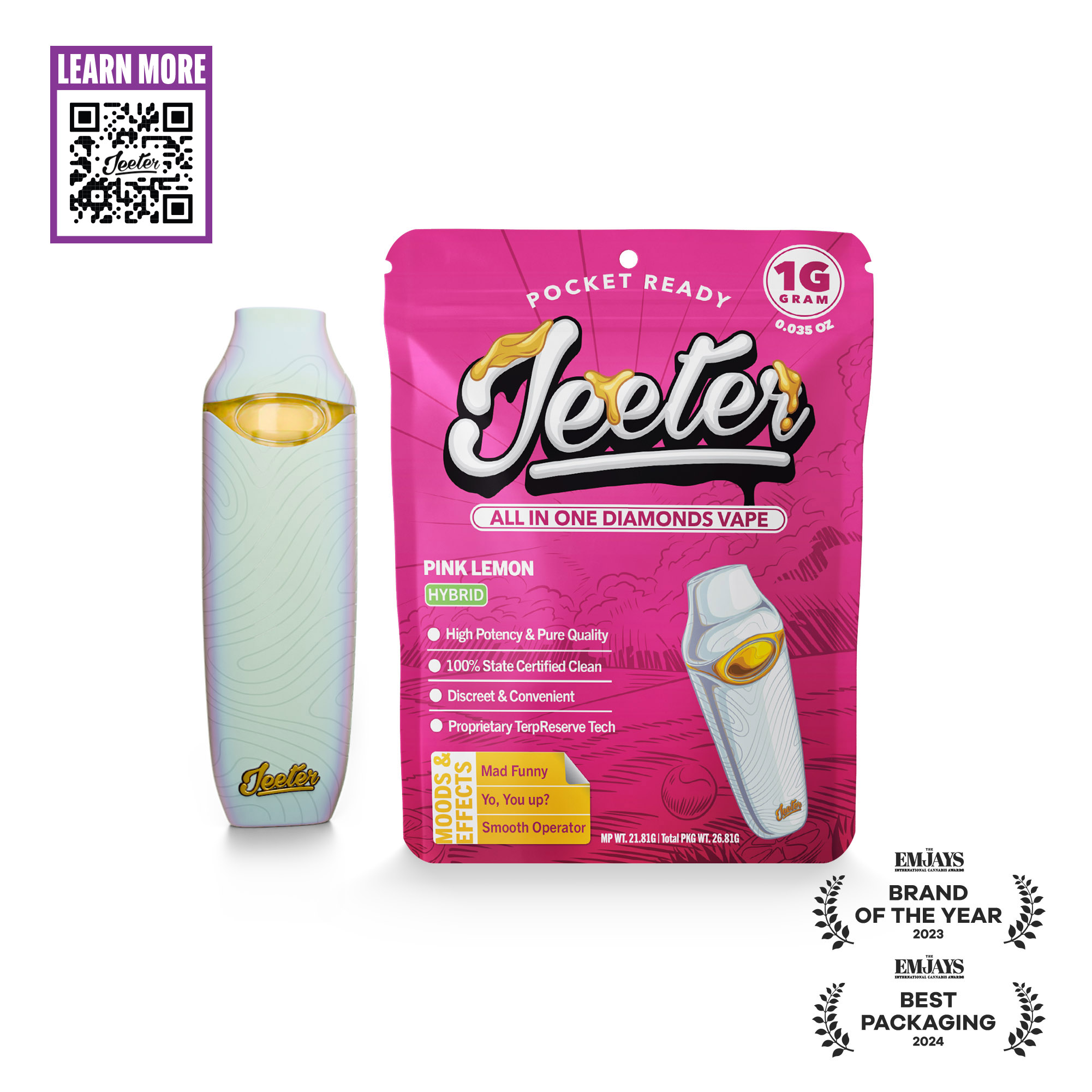Photograph of product: Jeeter Liquid Diamonds Disposable Vape 1g Pink Lemon
