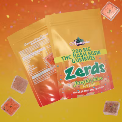 Photograph of product: Amnesia - Zerds au chocolat Rosin Gummies - (200mg) - Hybrid - **JUNGLE JUICE** (4/$20)