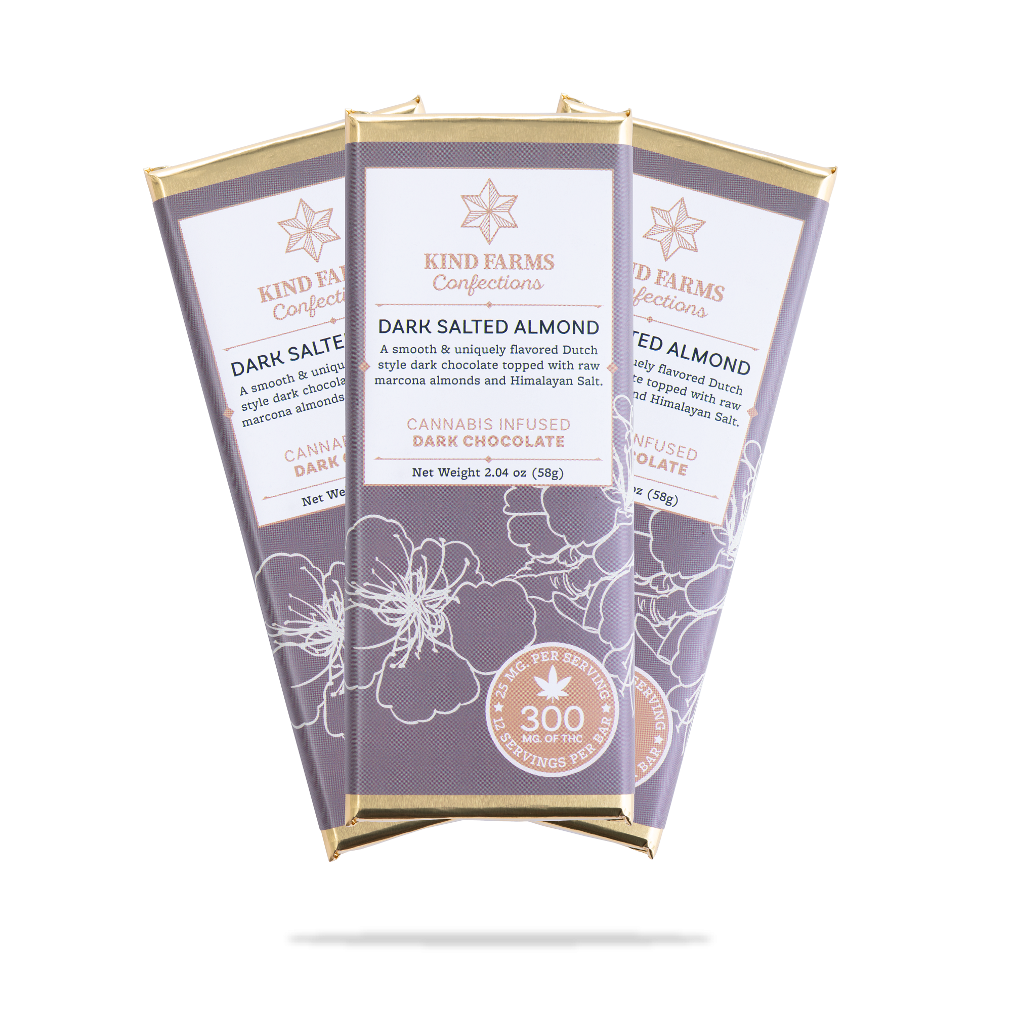 Photograph of product: 300mg KF Dark Salted Almond Chocolate Bar