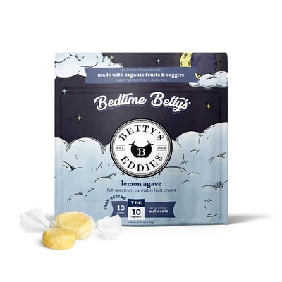 Photograph of product: Betty's Eddies - Bedtime Fruit Chews - Lemon Agave 10pk (100mg)