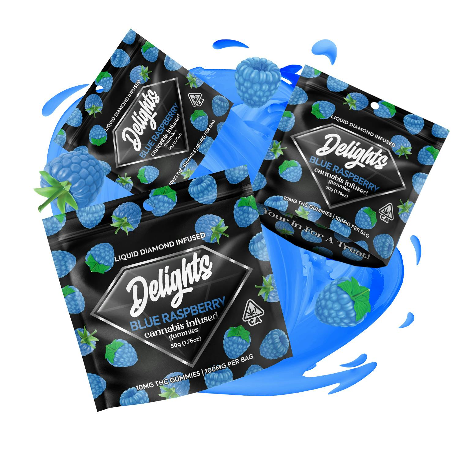 Photograph of product: DELIGHTS | BLUE RASPBERRY (I/H) | 100MG LQD DMND GUMMIES