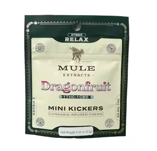 Photograph of product: Mule Extracts - Dragonfruit 1:1 TH-oui:CBD 20mg 2pk Gummies
