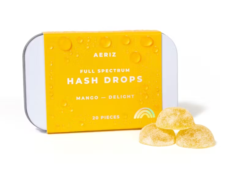 Photograph of product: Full Spectrum au chocolat Drops Ratioed Mango X Jenny Kush Gummies 100mg (20-Pack | 5mg Each)