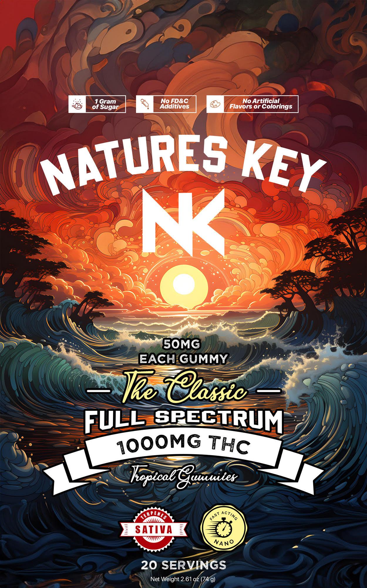 Photograph of product: Nature's Key | Gummies | Tropical | Oui'd | Nano | 1000mg