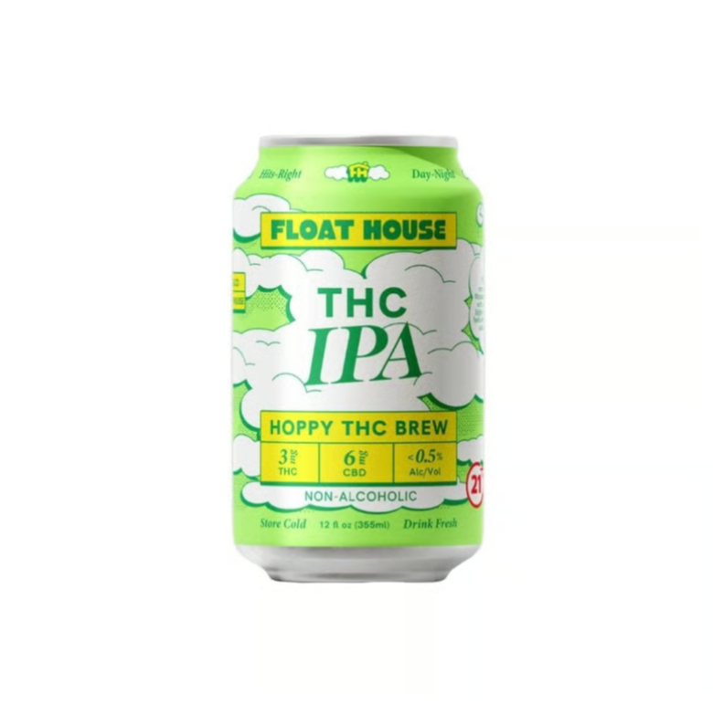 Photograph of product: Float House TH-oui IPA (3mg TH-oui/6mg CBD/<0.5% Alc) 12oz can
