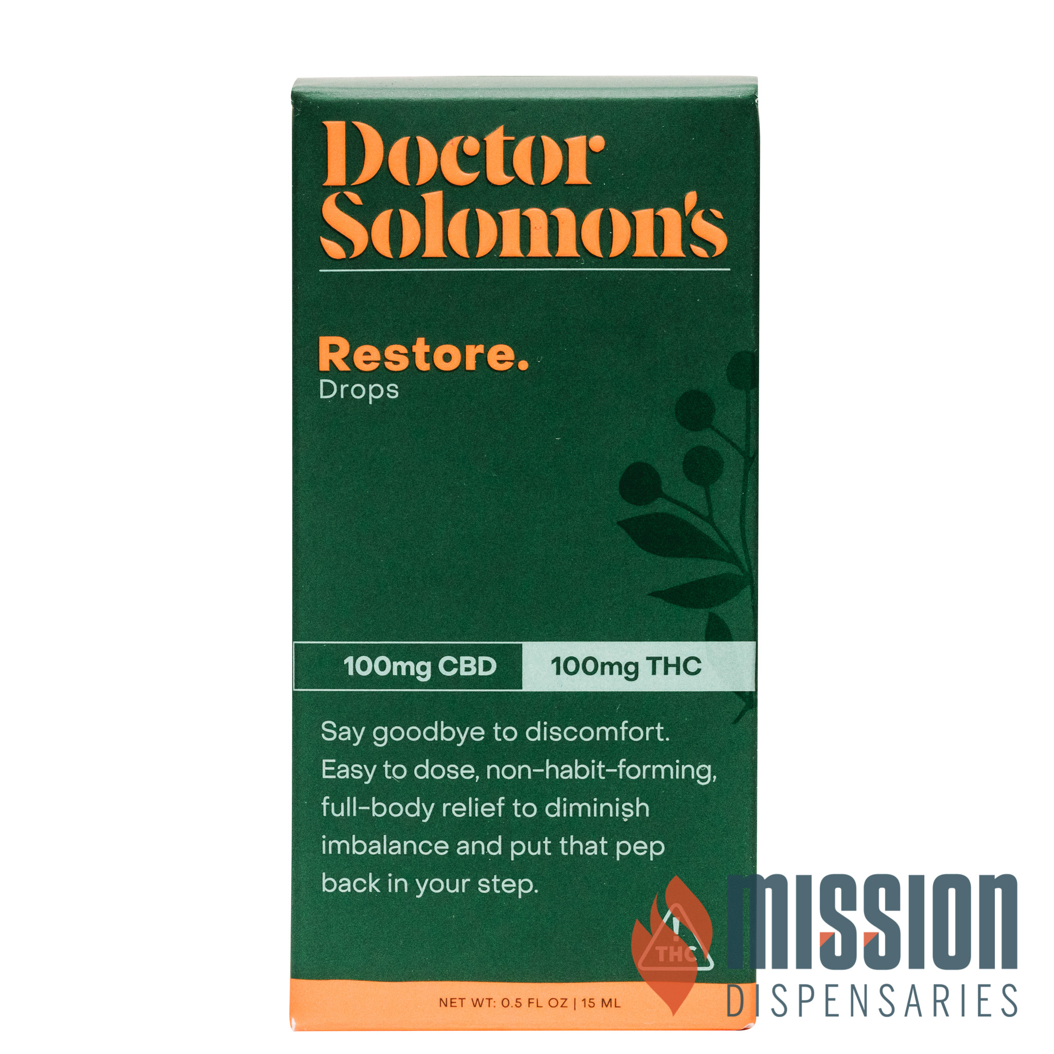 Photograph of product: Tincture | Doctor Solomon's | Restore [1:1 CBD/TH-oui] [15mL]