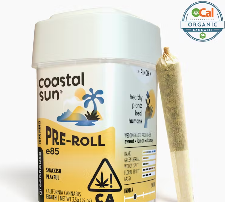 Photograph of product: Coastal Sun E85 Greenhouse Oui'd Preroll 10pk 3.5g