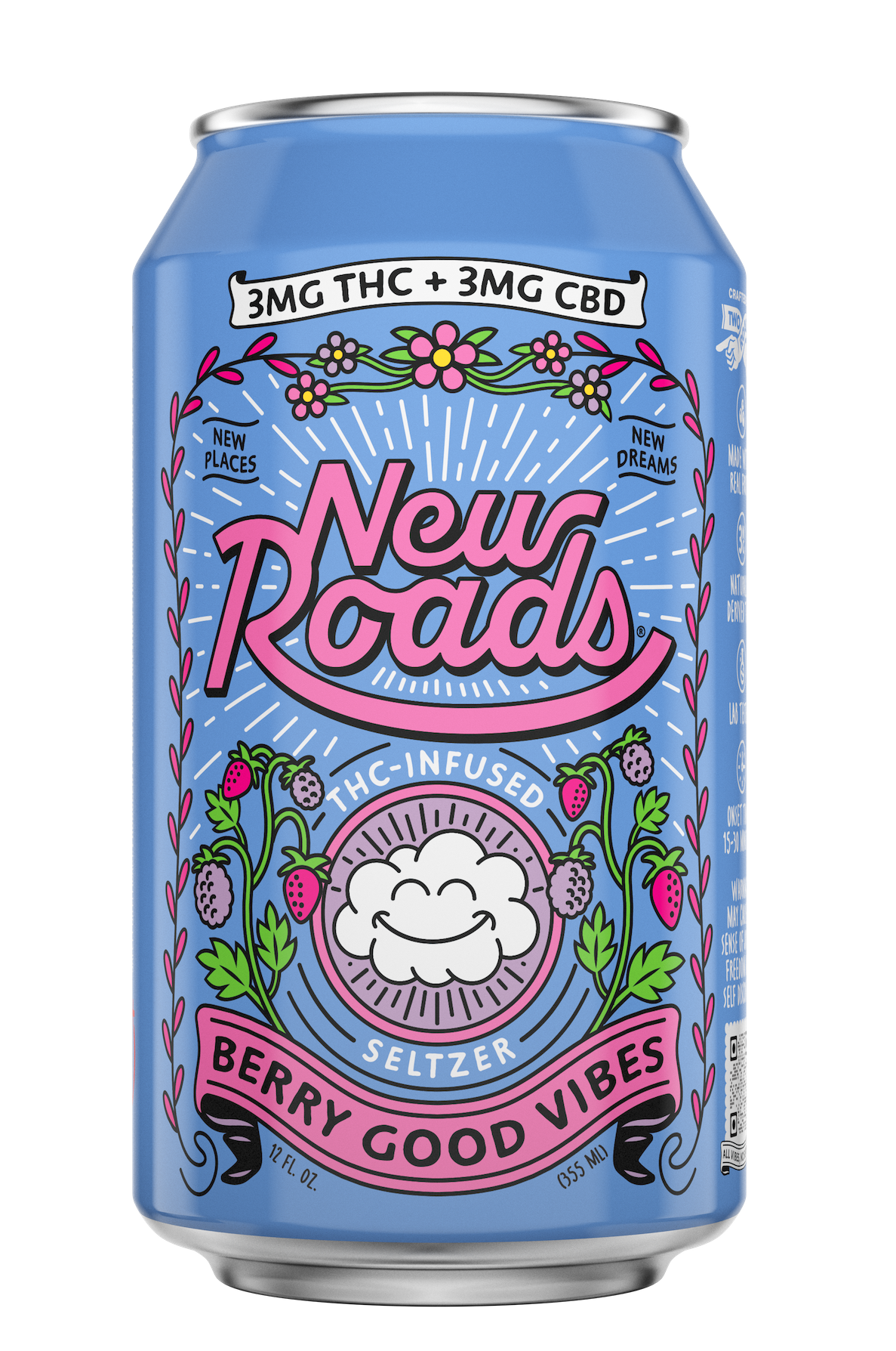 Photograph of product: 1:1 Berry Good Vibes (3mg CBD/3mg TH-oui) 12oz can