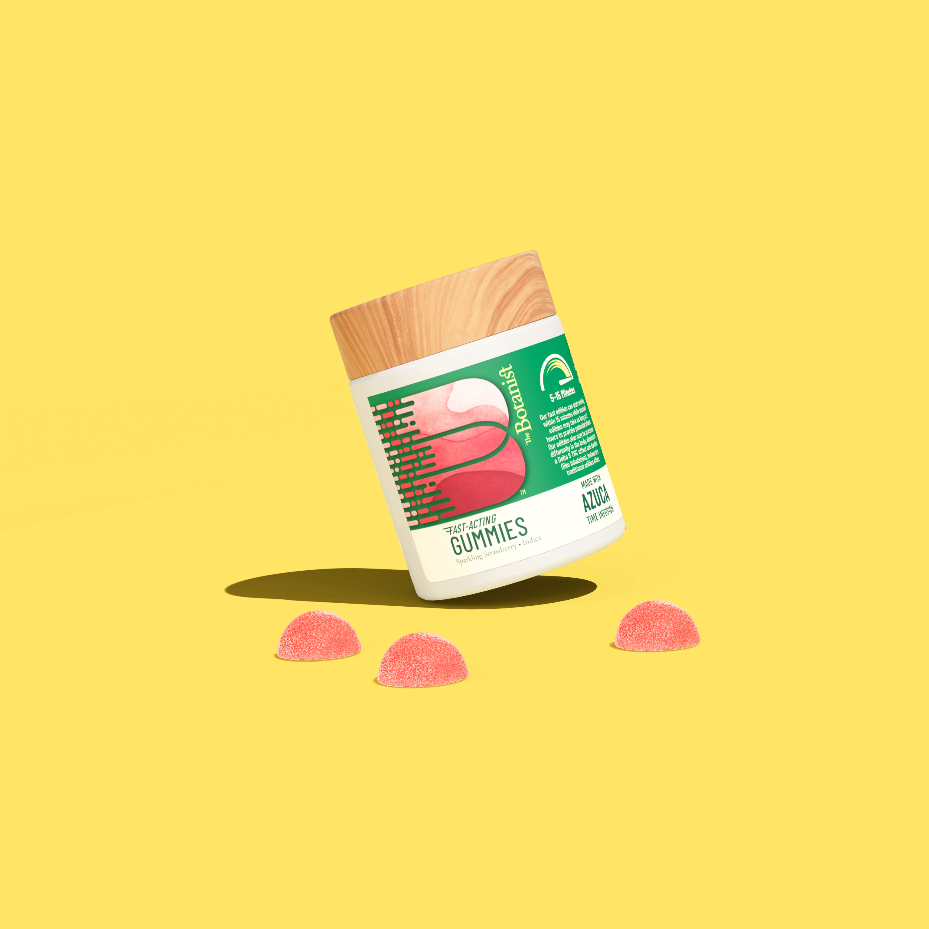 Photograph of product: The Botanist | Edibles | Fast Acting Sparkling Strawberry (I) | [10pk](100mg)