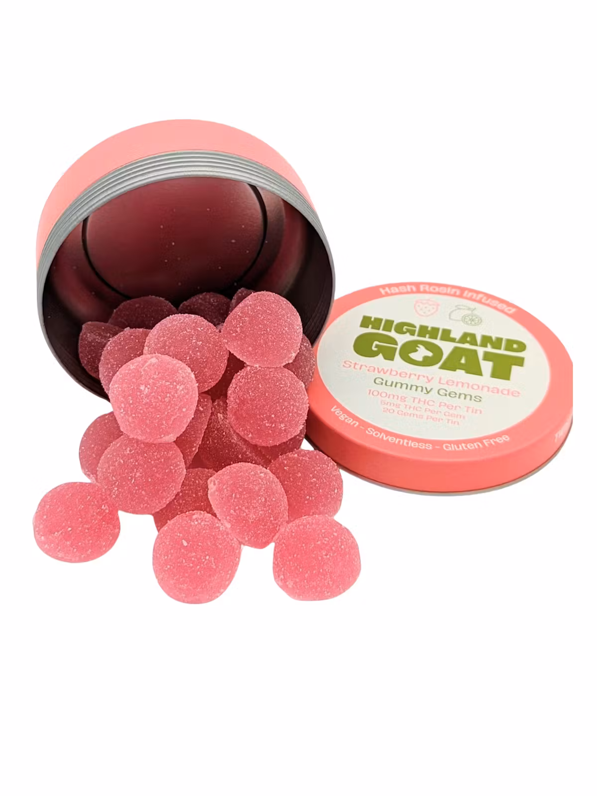 Photograph of product: Highland Goat Strawberry Lemonade au chocolat Rosin Infused 20pk 5mg Gummies