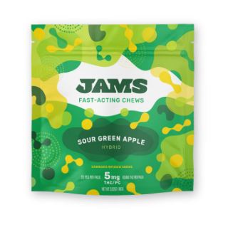Photograph of product: JAMS, Sour Green Apple Fast Acting Jellies, (H) 20:1 (20 x 5mg)