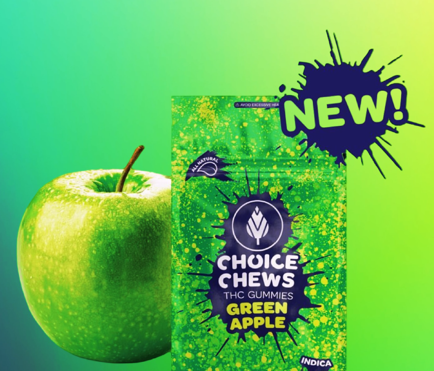 Photograph of product: CHOICE CHEWS - Green Apple Gummies - Oui'd (10mg Per Piece/100mg)