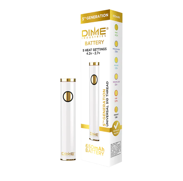 Photograph of product: DIME INDUSTRIES - Battery - 5th Generation - 510 Thread - White