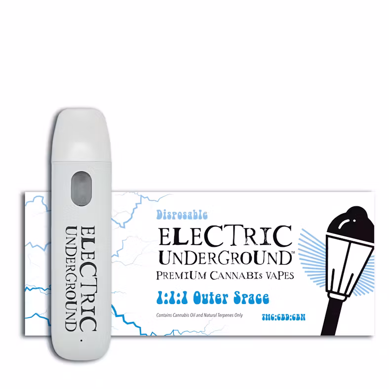 Photograph of product: Outer Space 1:1:1 TH-oui:CBD:CBN Disposable Vape | 1g | 87.59% TAC