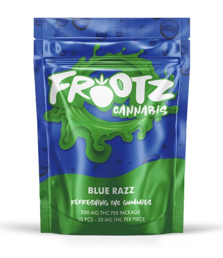 Photograph of product: Frootz Blue Razz Gummies 200mg Rec