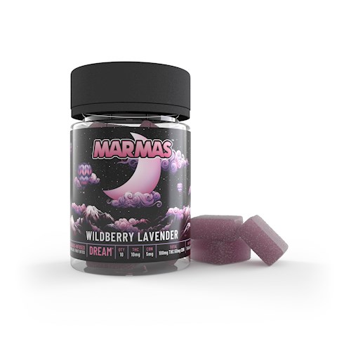 Photograph of product: 1:2 Wildberry Lavender CBN Chews | 10-pack