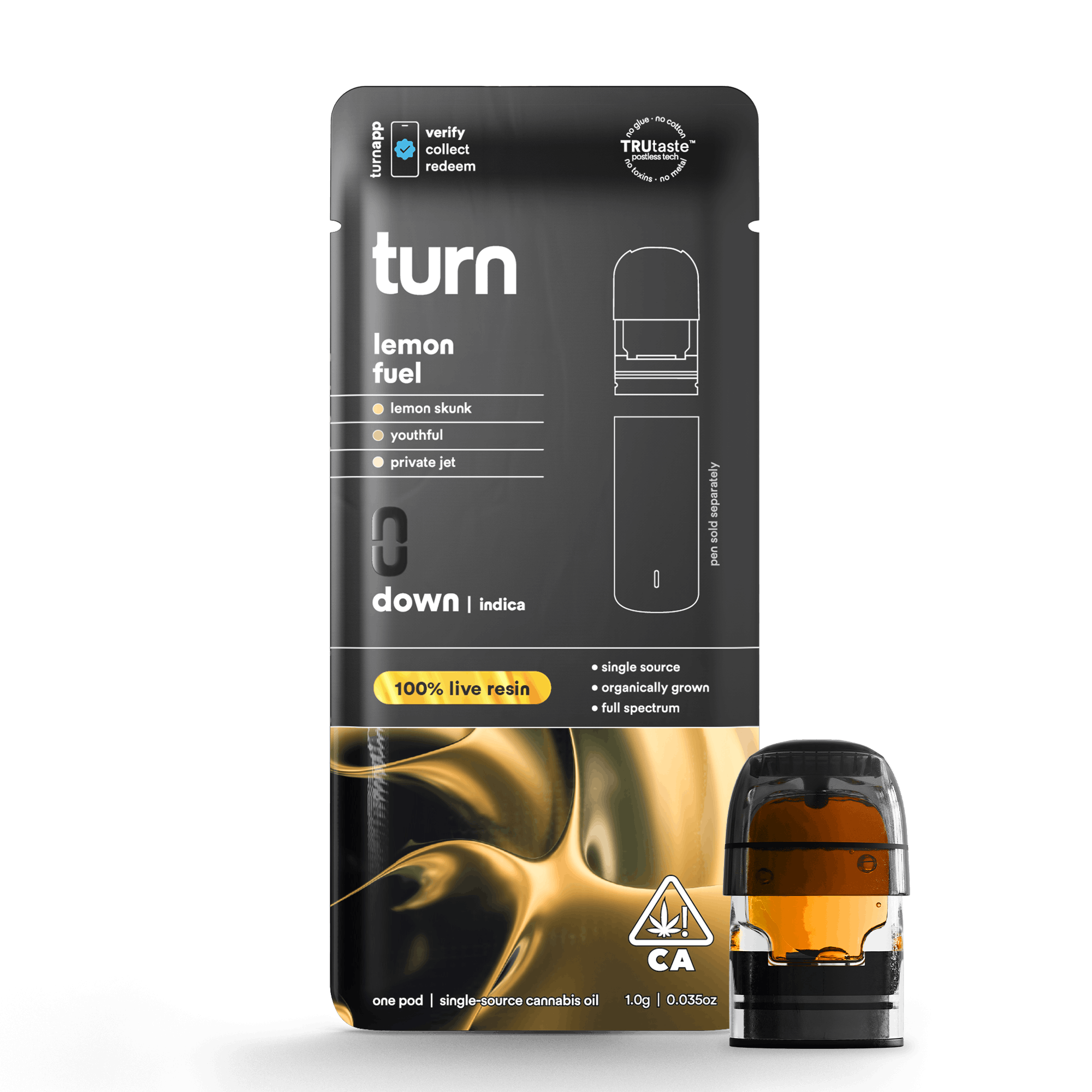 Photograph of product: Turn - Pod - Live Resin - Lemon Fuel - 1G