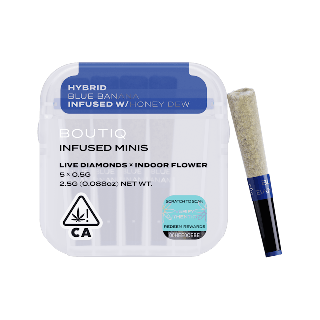 Photograph of product: Blue Banana x Honey Dew Live Diamond Infused Pre Rolls | 5 pack