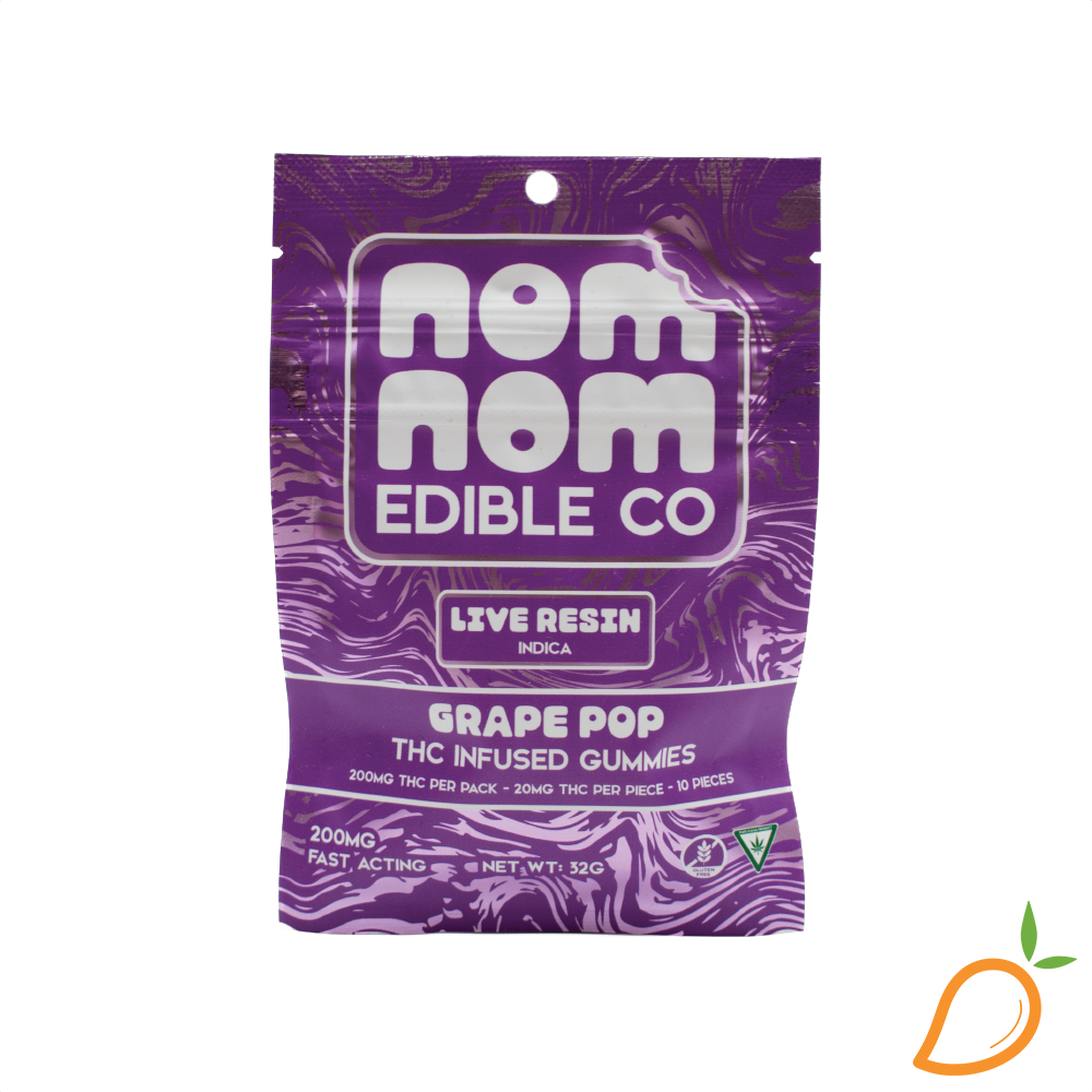 Photograph of product: 200mg Grape Pop Live Resin Gummies Nom Nom