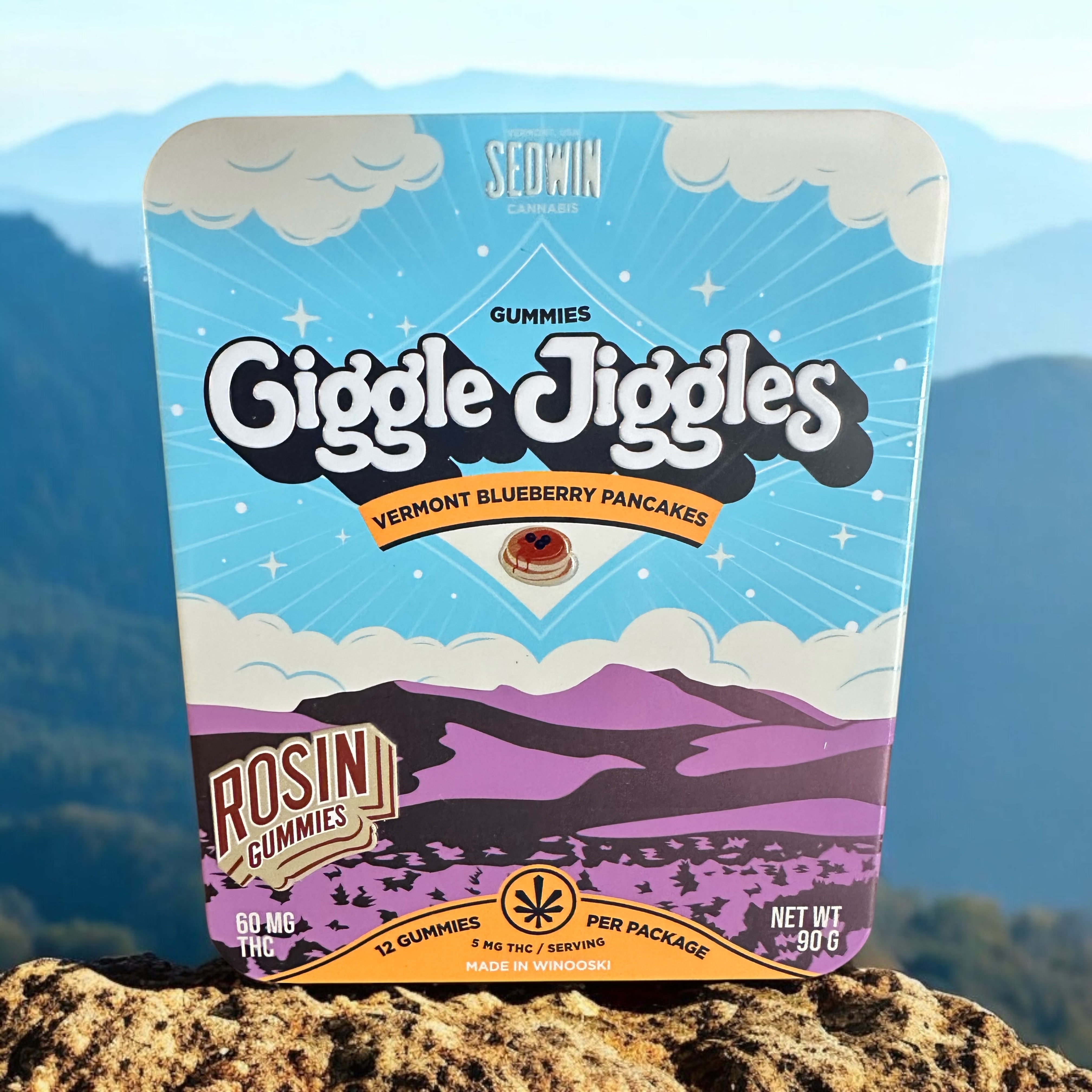 Photograph of product: Sedwin Oui'd | Giggle Jiggles Gummies - Vermont Blueberry Pancake | 12@5mg (60mg)