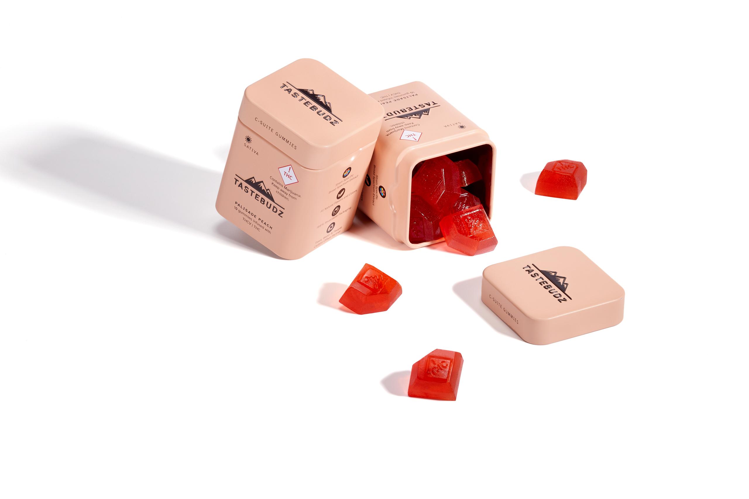 Photograph of product: Palisade Peach Gummies 10pk 50mg TH-oui:50mg TH-ouiV (Old Packaging)