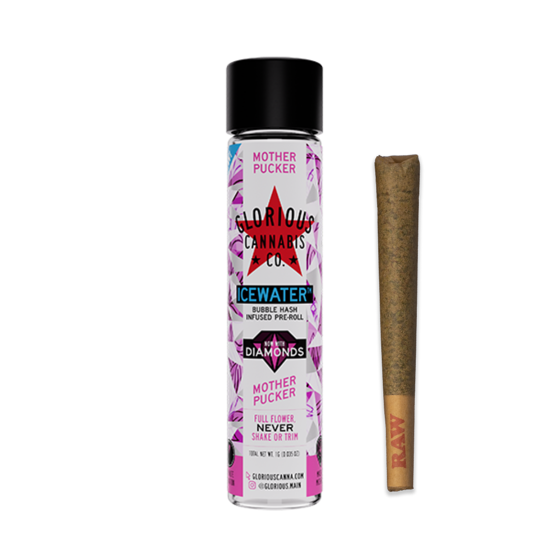 Photograph of product: Glorious | Mother Pucker Icewater au chocolat & Diamonds Infused Pre-Roll | 1g