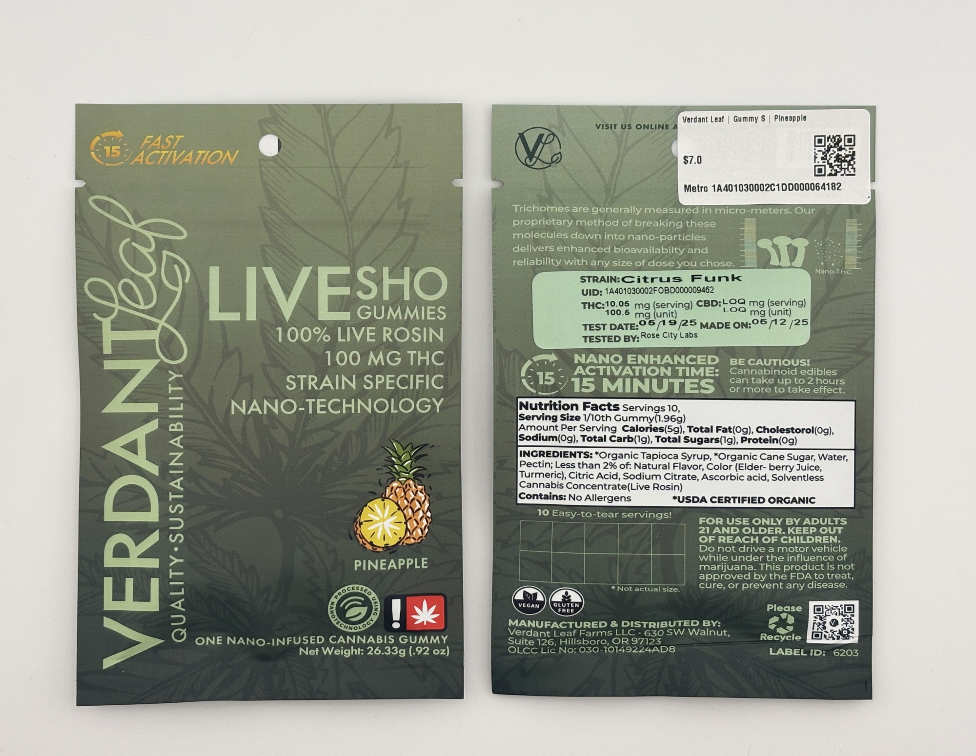 Photograph of product: Verdant Leaf | Gummy | Pineapple