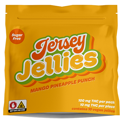 Photograph of product: Jersey Jellies Cured Resin Gummies 10pk/100mg- Mango Pineapple Punch
