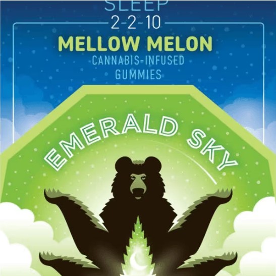 Photograph of product: EMERALD SKY SWEET DREAMS 2:2:10 GUMMY MELLOW MELON Oui'd 5 PACK 20MG