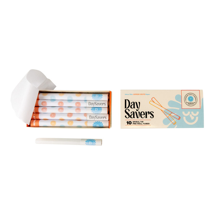 Photograph of product: Daysavers - Minis Refined White Artisan Pre Rolled Tubes with Spiral Filter Tips 10pk