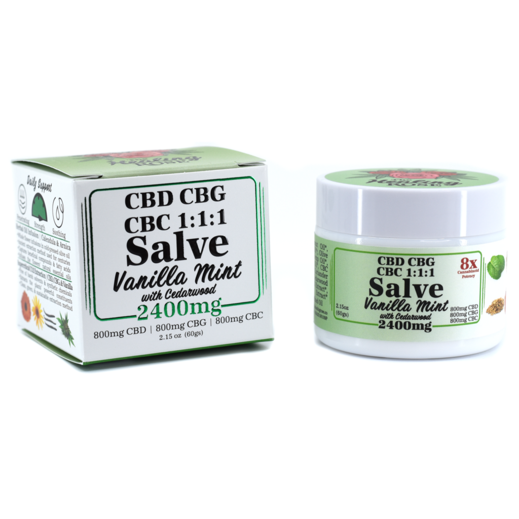 Photograph of product: Healing Rose | Organic Vanilla Mint CBD/CBC Salve 2400mg/60g jar