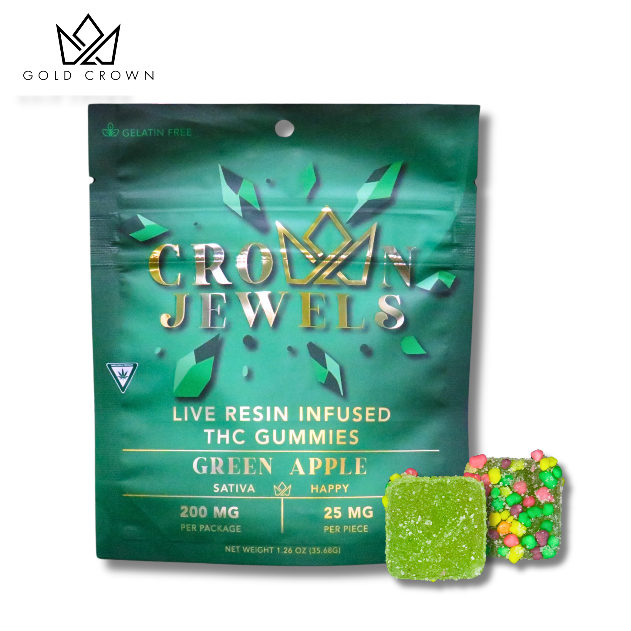 Photograph of product: Crown Jewels 200mg - Green Apple | 25mg each