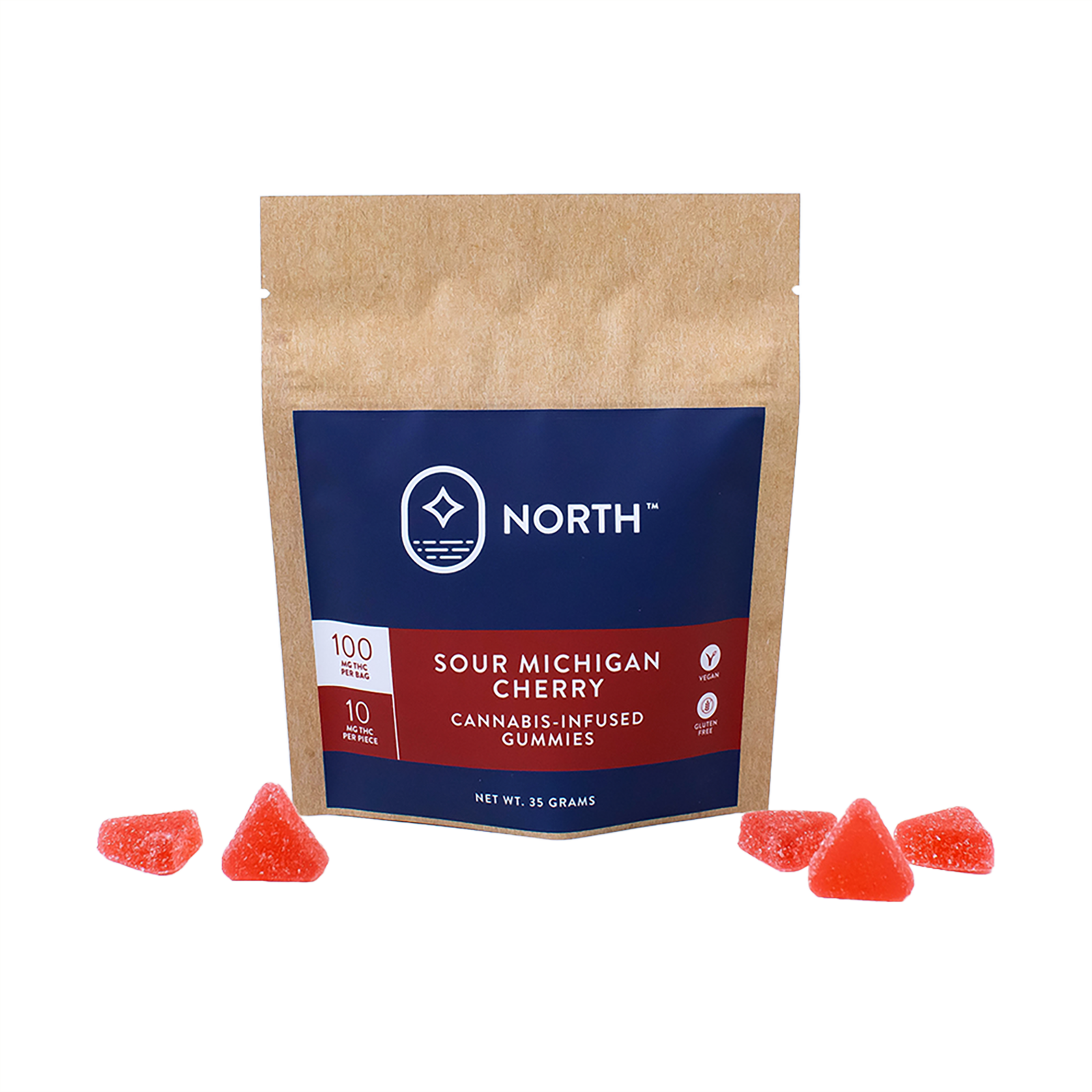 Photograph of Product: Sour Michigan Cherry Gummies - Vegan, GF (10mg Each | 100mg Total THC)