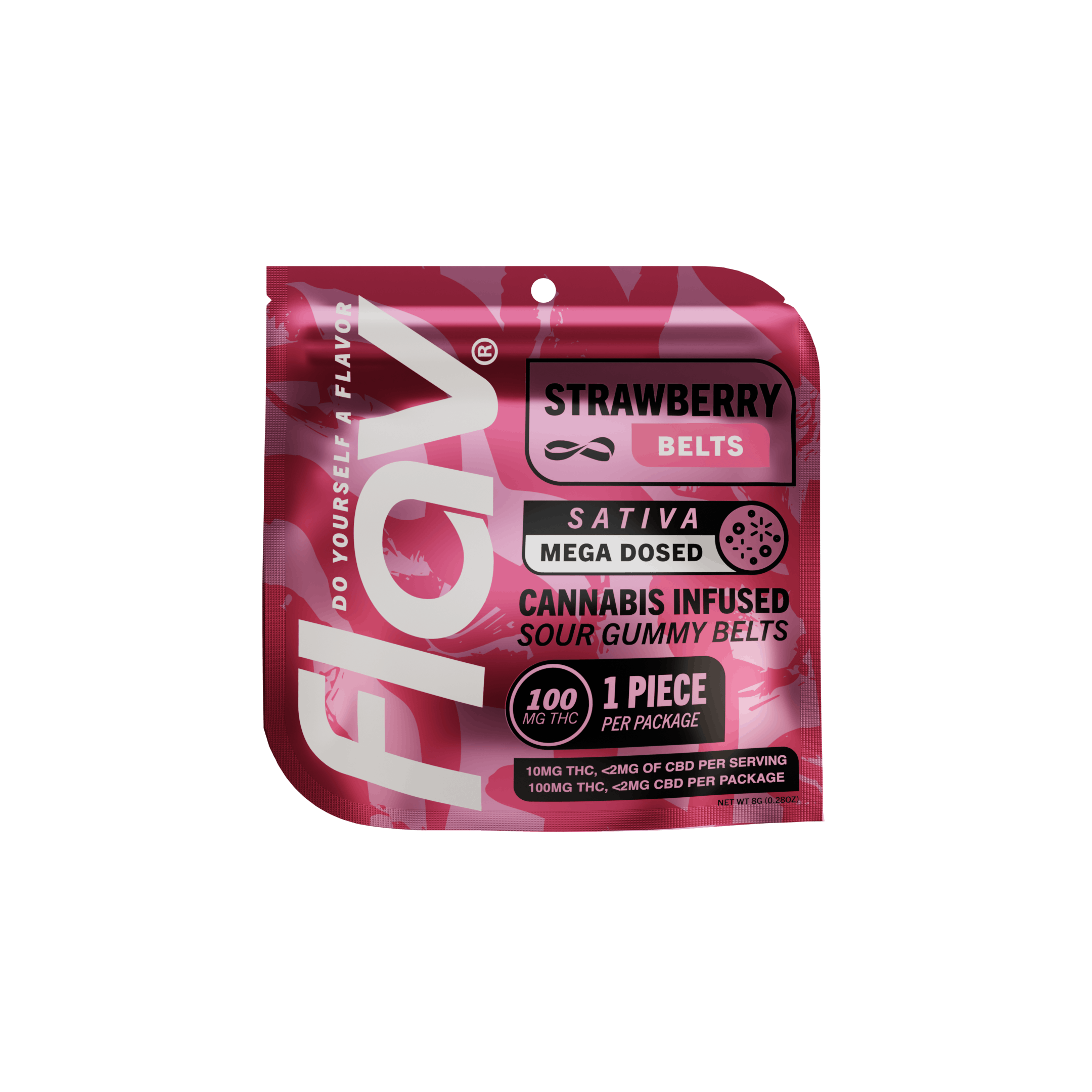 Photograph of product: Strawberry (S) Live Resin Mega Belt 100mg [A33]