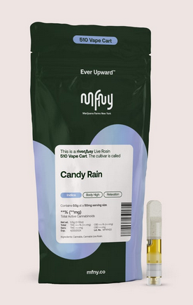 Photograph of Product: Candy Rain Live Rosin Vape Cartridge | Indica Dominant | MFNY
