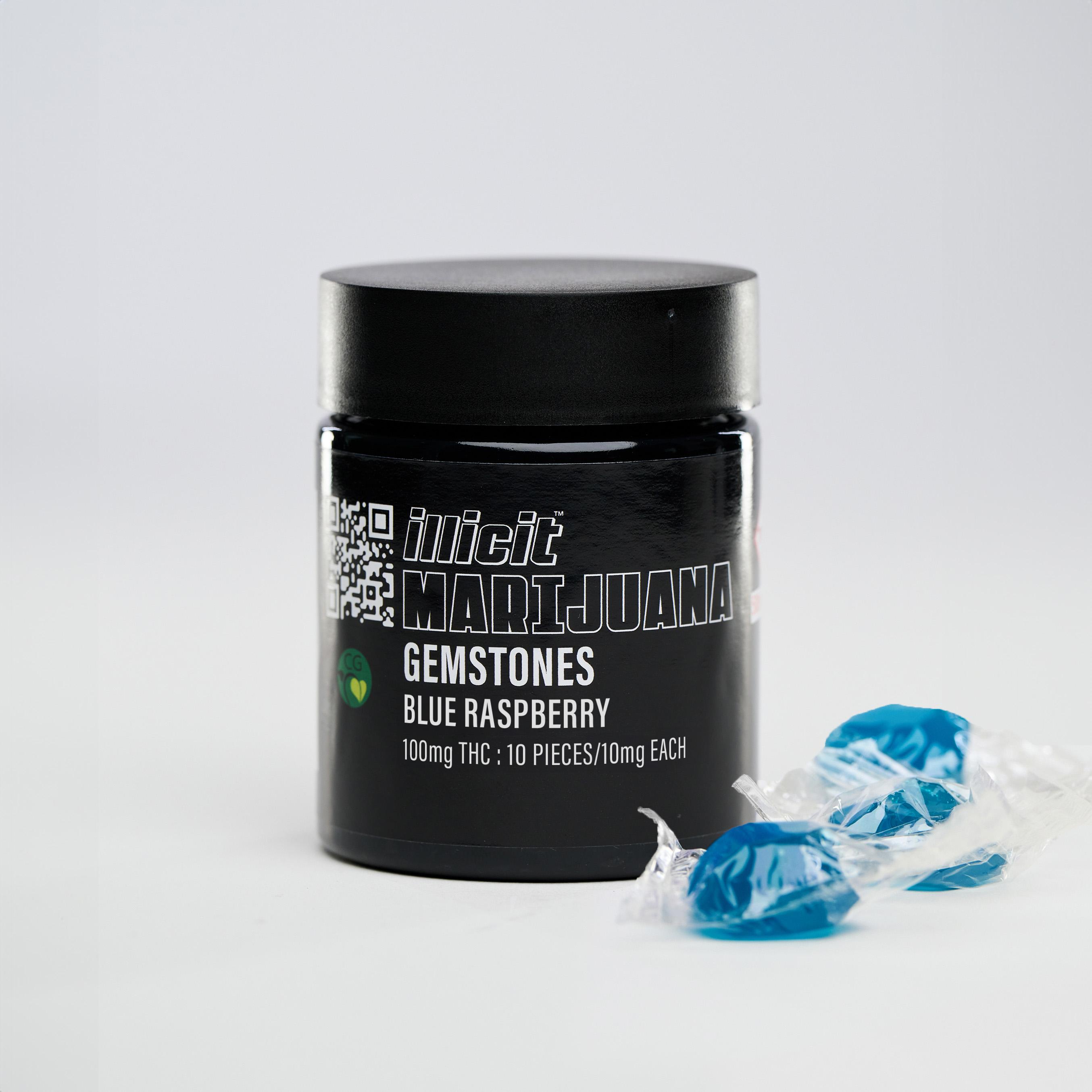Photograph of product: ILLICIT 100MG BLUE RASPBERRY GEMSTONES