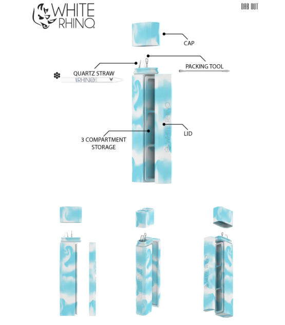 Photograph of product: White Rhino Silicone Dab Out Quartz Straw - Glow in the Dark