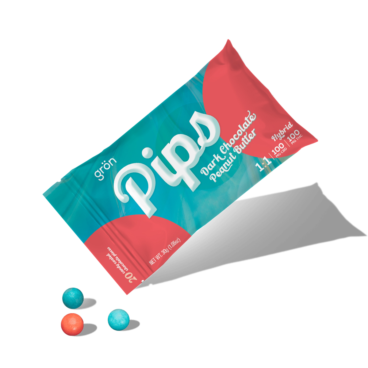Photograph of product: Gron | 1:1 Dark Chocolate Peanut Butter Pips - CBD/TH-oui - Hybrid