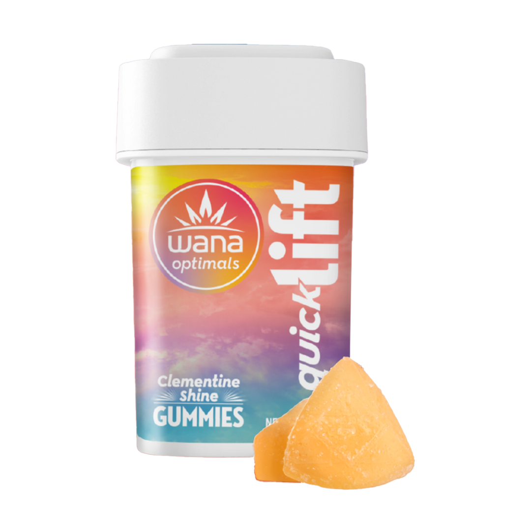 Photograph of product: Wana Optimals | Clementine Shine Quick Lift Gummies | 1:1:1 THC:THCV:CBG | 50mg