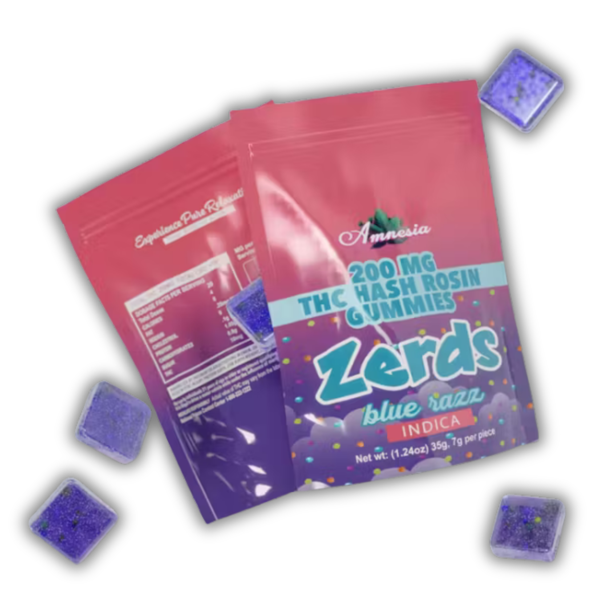 Photograph of product: Amnesia | au chocolat Rosin Gummy | Zerds | Blue Razz | 200mg