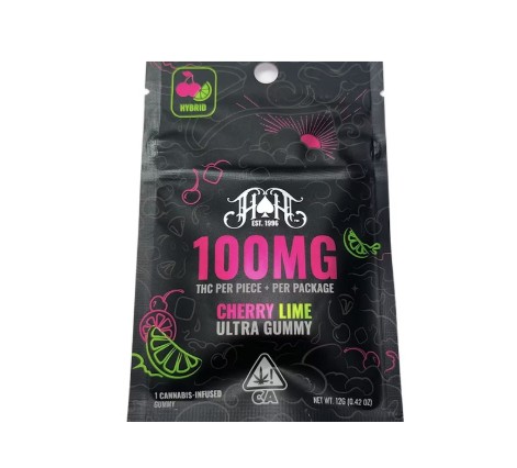 Photograph of Product: Heavy Hitters: (Promo) 100mg THC Single Gummy Hyrid (Cherry Lime)