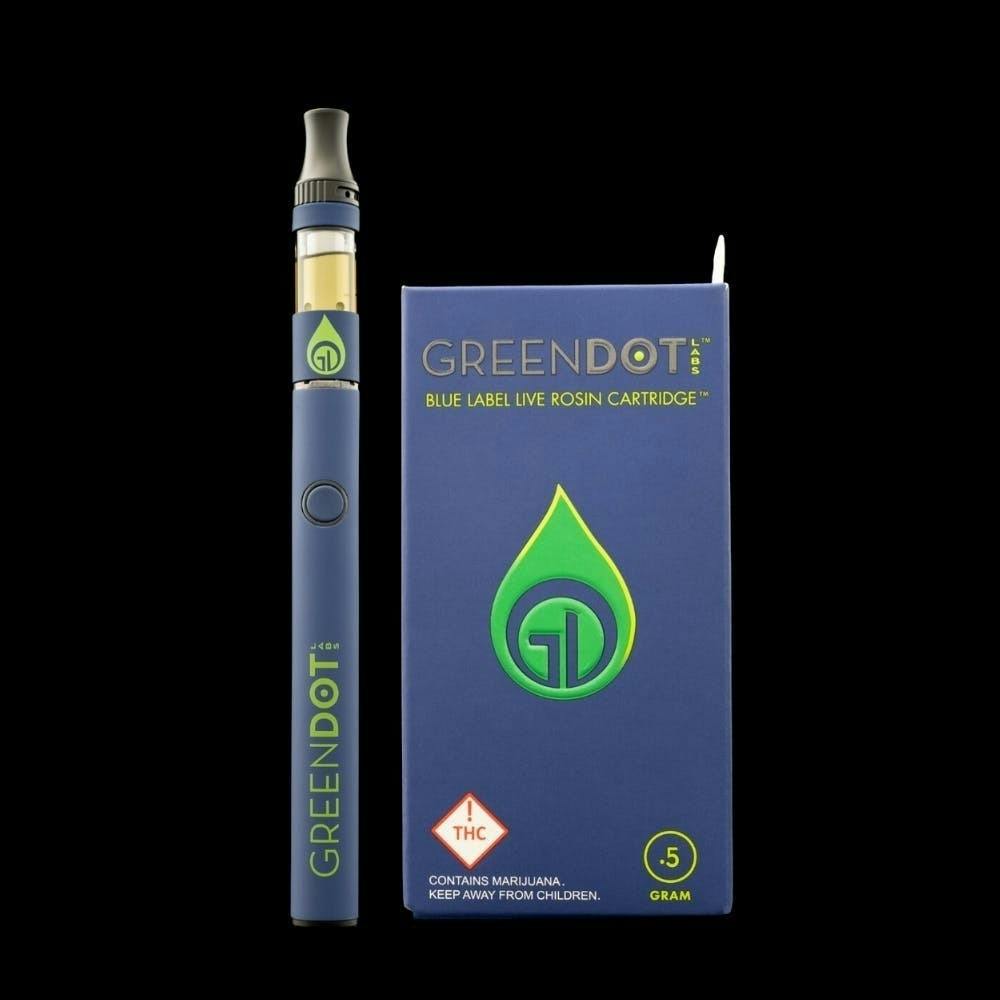Photograph of product: Green Dot Blue Label Rosin Cartridge- Dali