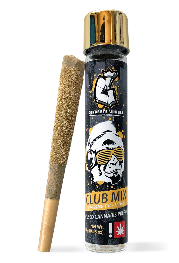 Photograph of product: Infused Preroll ~ Concrete Jungle ~ Oui'd ~ Pineapple Express x Strawberry Cough LR