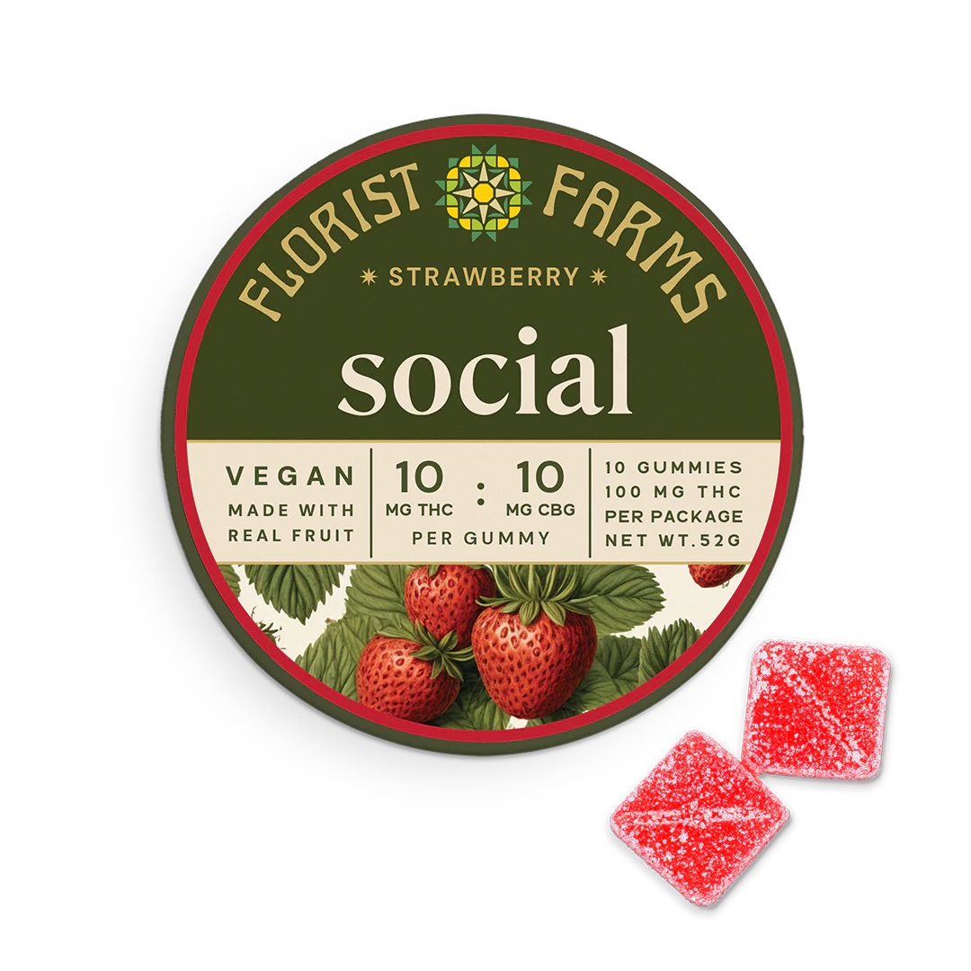 Photograph of product: Strawberry | Social | Gummies 100mg