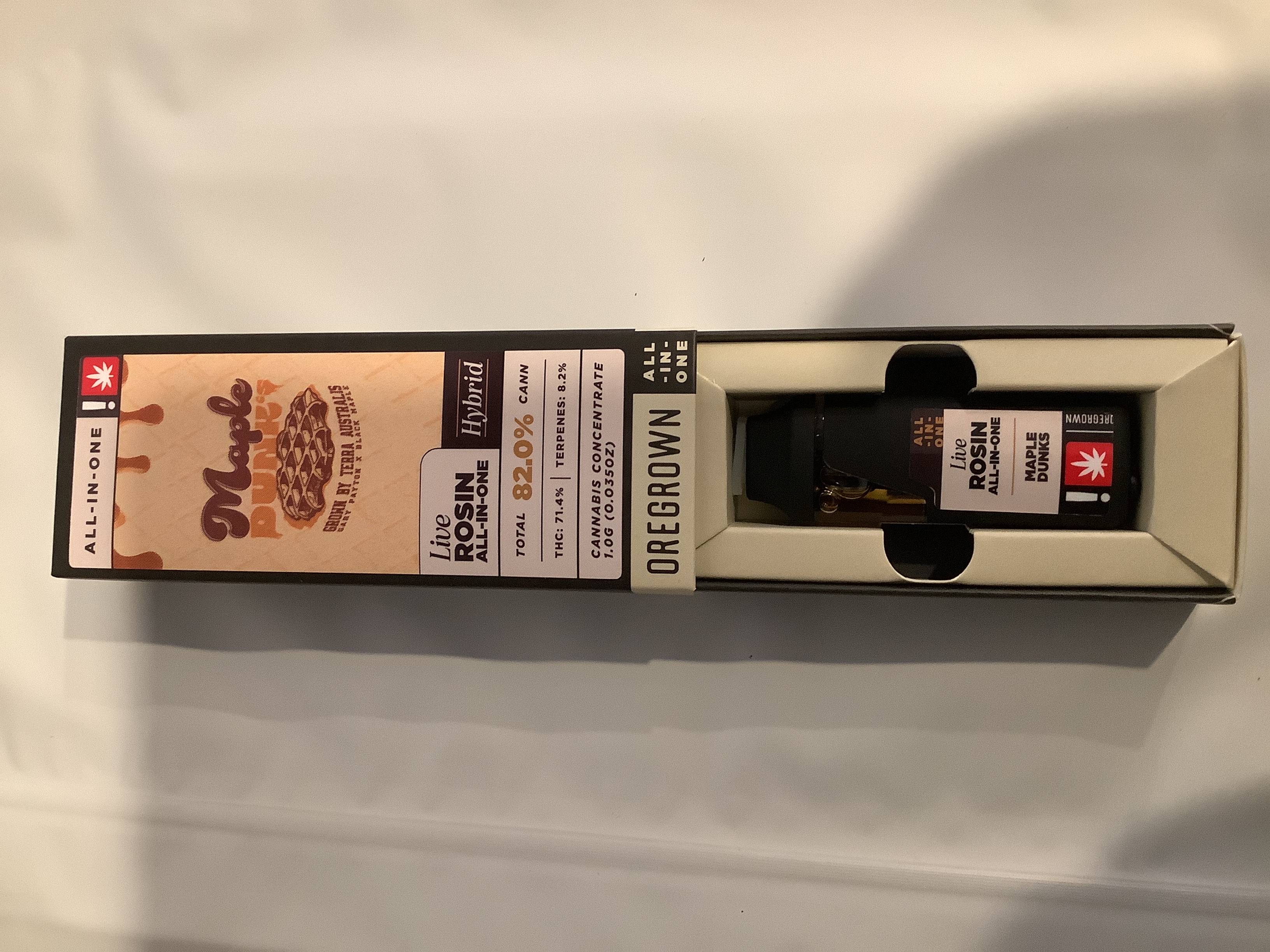 Photograph of product: Oregrown | MAPLE DUNKS Disposable Live Rosin Cartridge | 1g