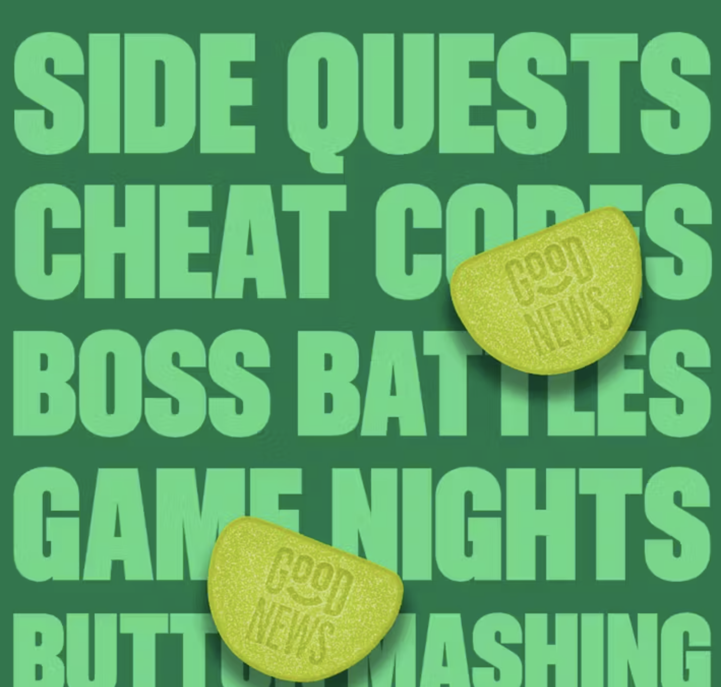 Photograph of product: Good News 100mg 1:2 TH-oui:CBG Gummies - Instant Play Sour Apple 10 x 10mg