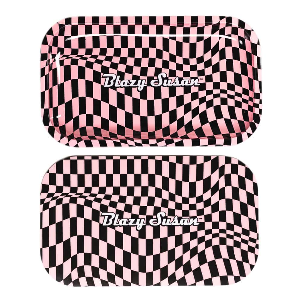Photograph of product: Blazy Susan - Trippy Checkers - Rolling Tray - Medium