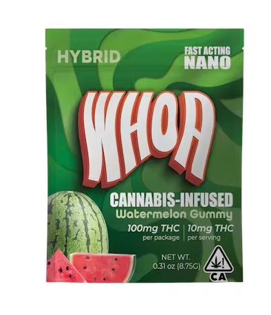 Photograph of product: Whoa - Edibles - Watermelon Gummy - 5 pack - 100MG