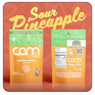 Photograph of product: CAM Sour Pineapple Rosin Gummies 100mg