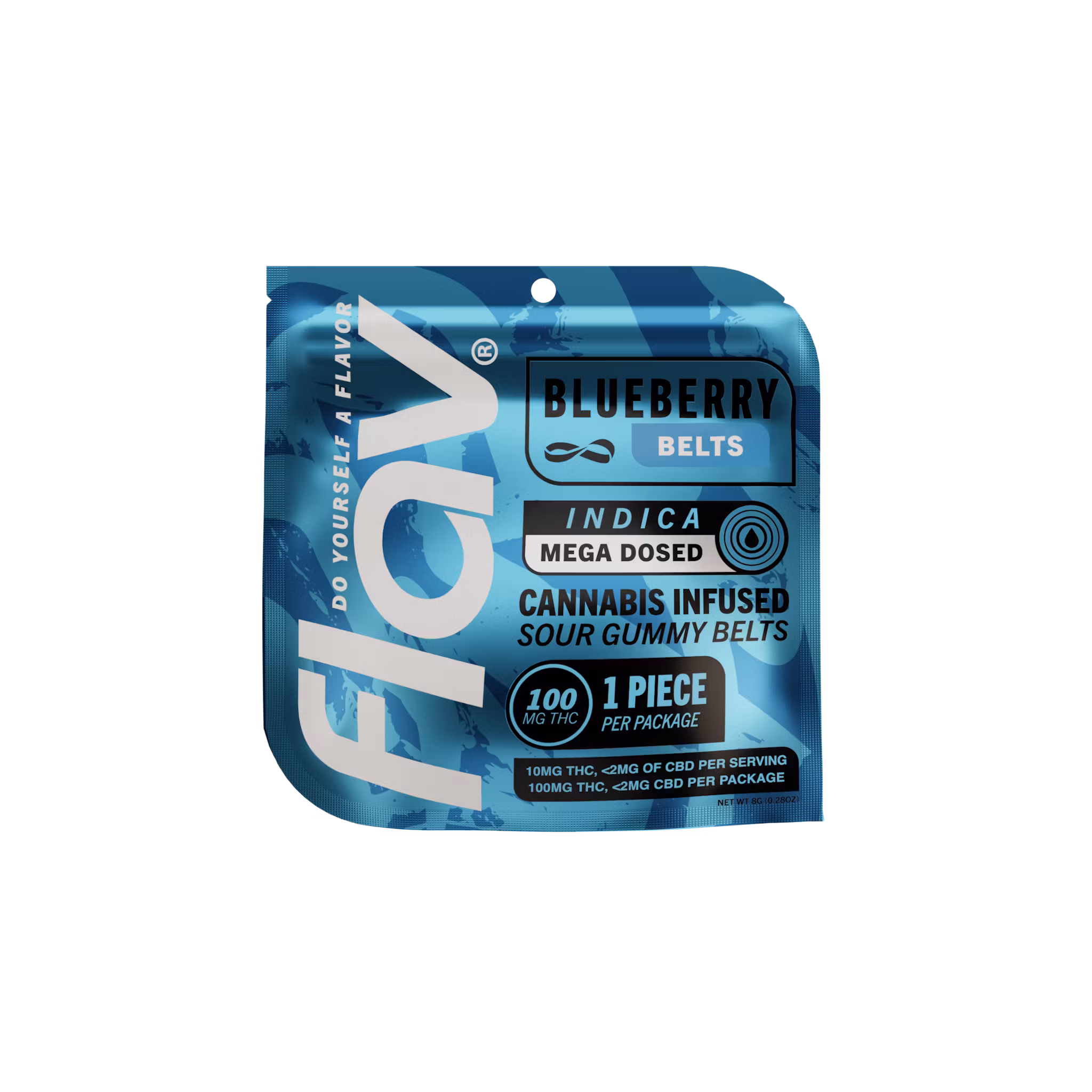 Photograph of product: Flav | Blueberry (Oui'd) Live Resin Mega Belts 1pc, 100mg